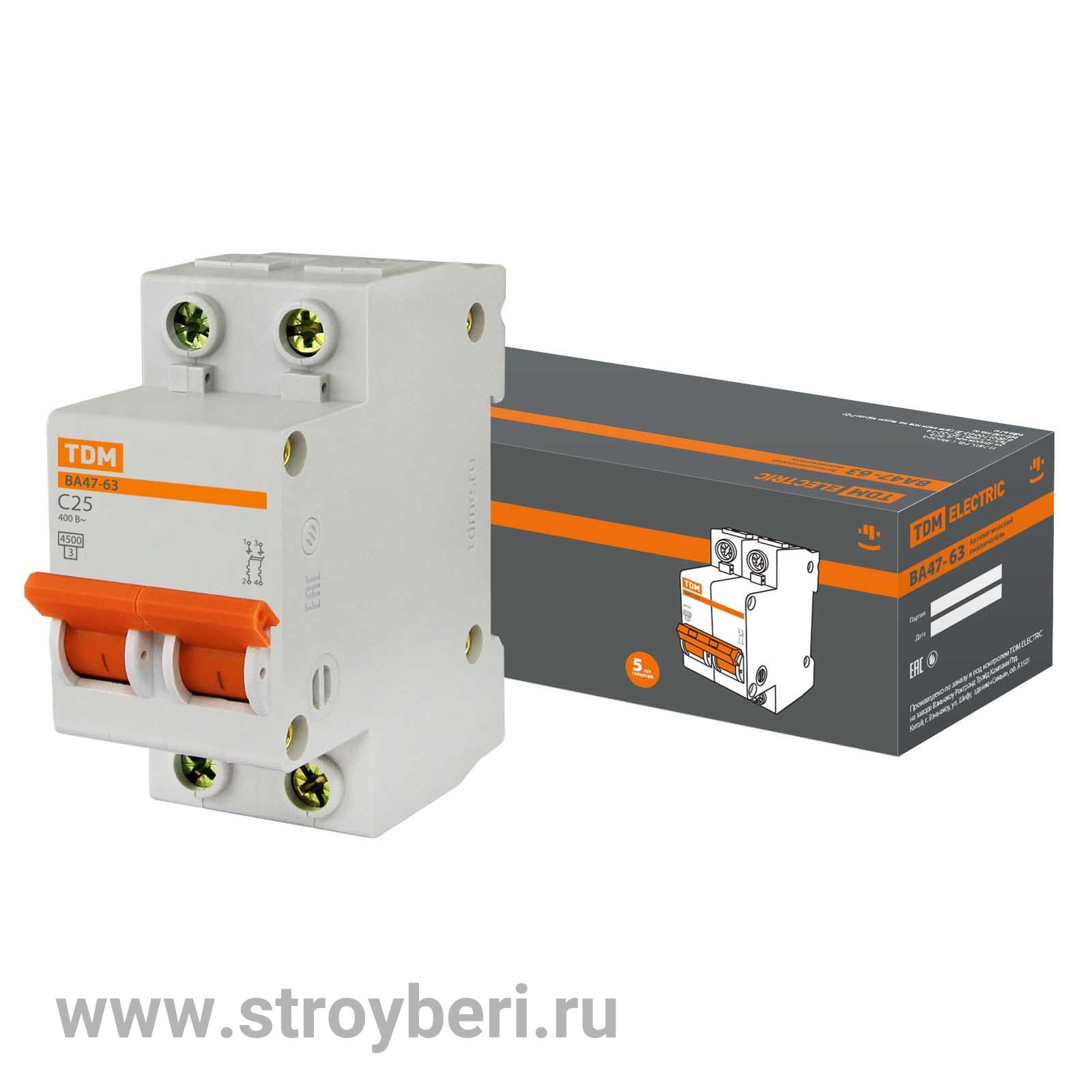 SQ0218-0012 Авт. выкл.ВА47-63 2Р 25А 4,5кА х-ка С TDM