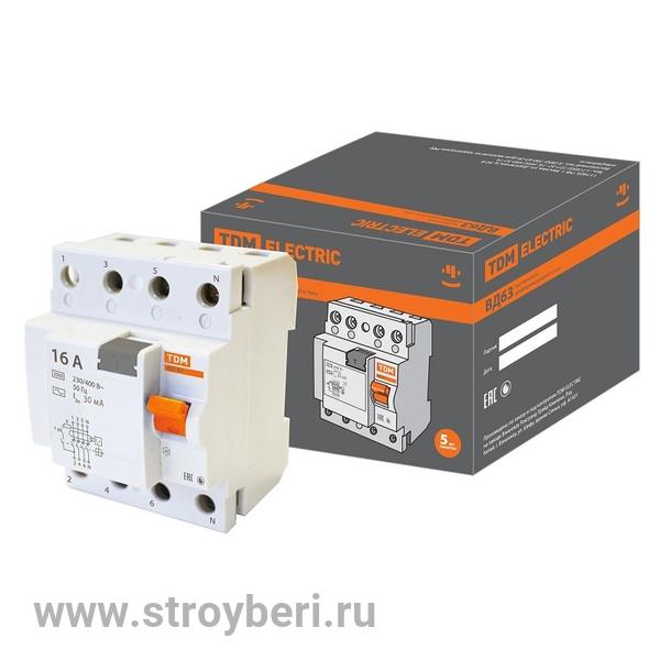 SQ0220-0001 УЗО ВД63 2Р 16А 30мА (электронное) TDM