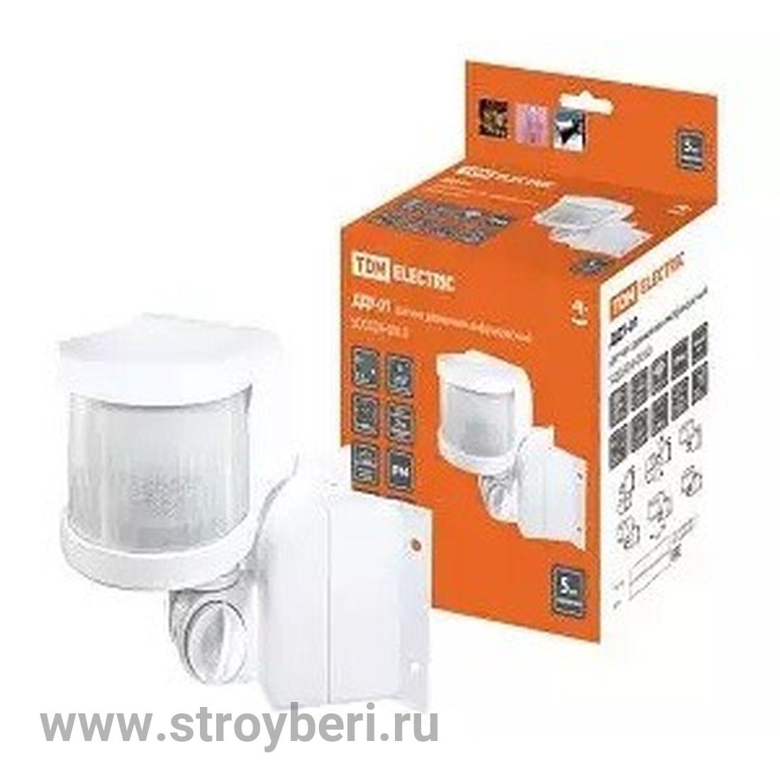 SQ0324-0010 Датчик движения угловой ДДУ-01 1100Вт, 5-480с, 12м, 5+Лк, 270гр, IP44, TDM