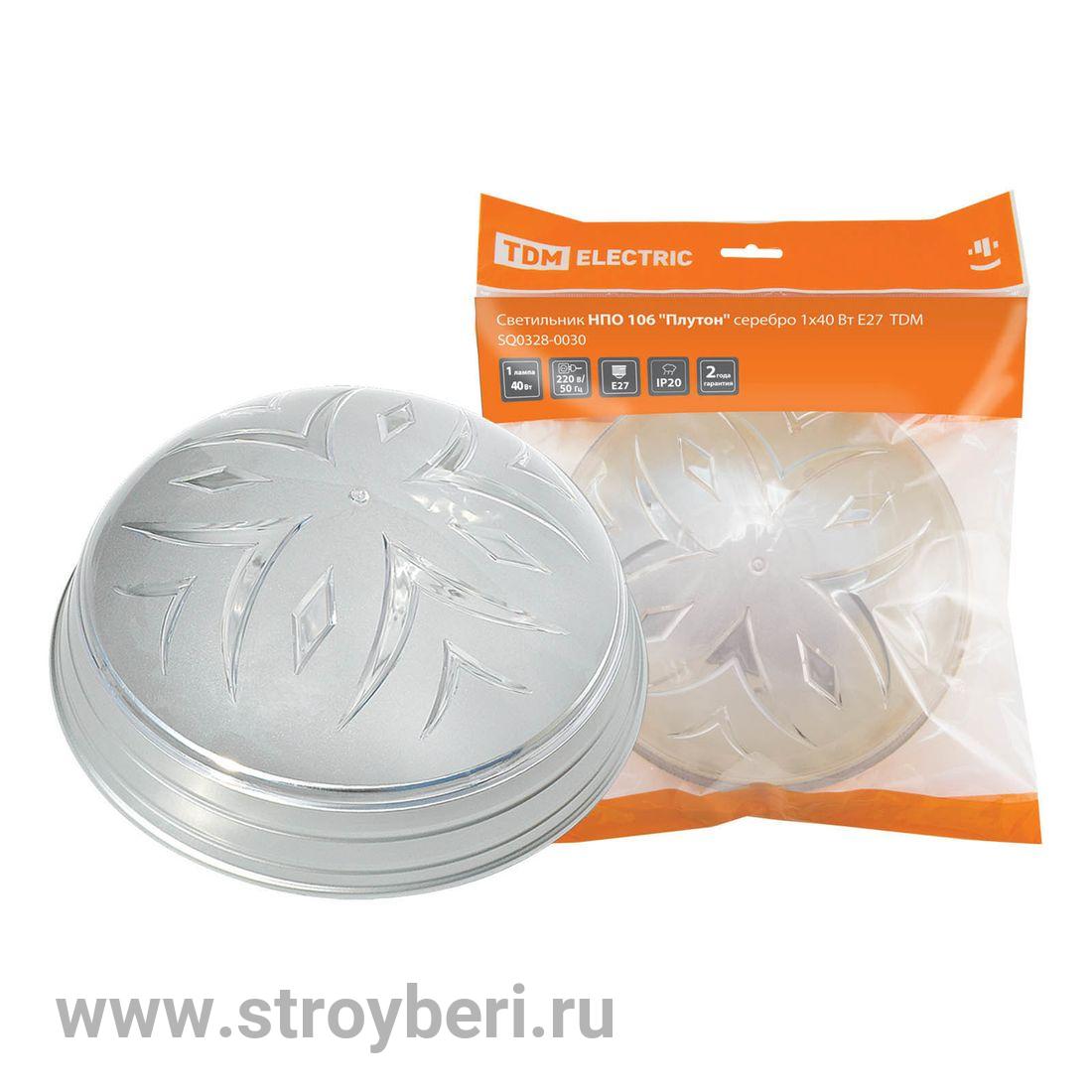 SQ0328-0030 Светильник НПО 106 'Плутон' серебро 1х40 Вт Е27 TDM