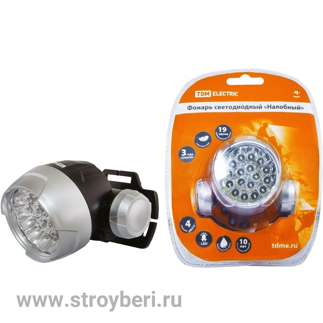 SQ0350-0005 Фонарь светодиодный 'Налобный', 23 светодиода 69 лм/Вт, бат. 3*AAA TDM