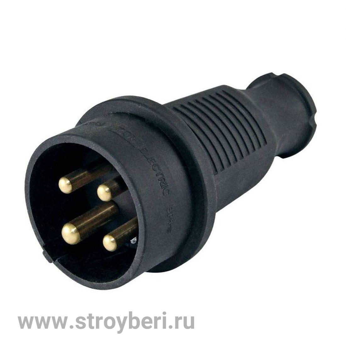 SQ0612-0006 Вилка прямая каучук 3Р+РЕ 32А 380В IP44 TDM