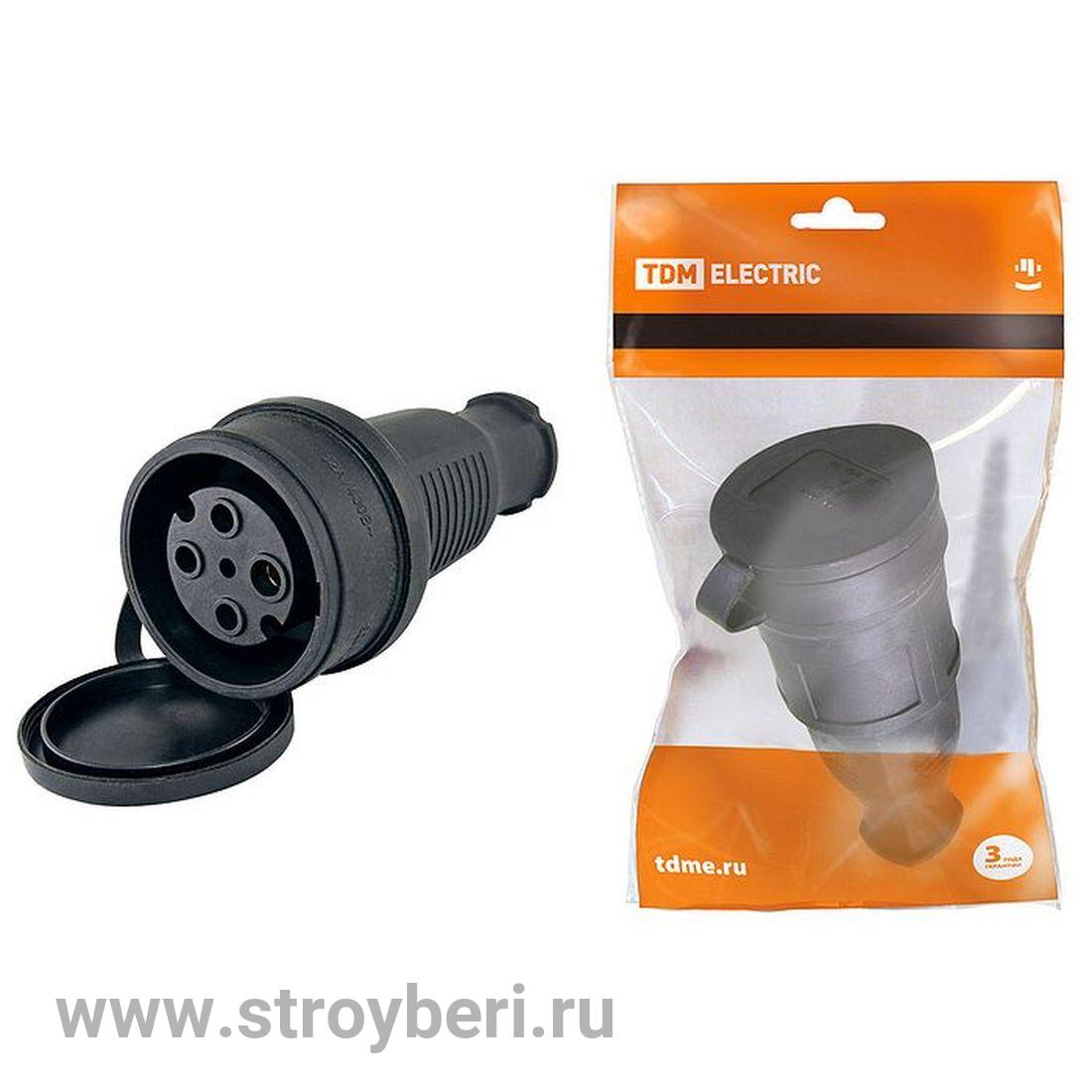 SQ0612-0007 Разъем с заглушкой каучук 3Р+РЕ 32А 380В IP44 TDM