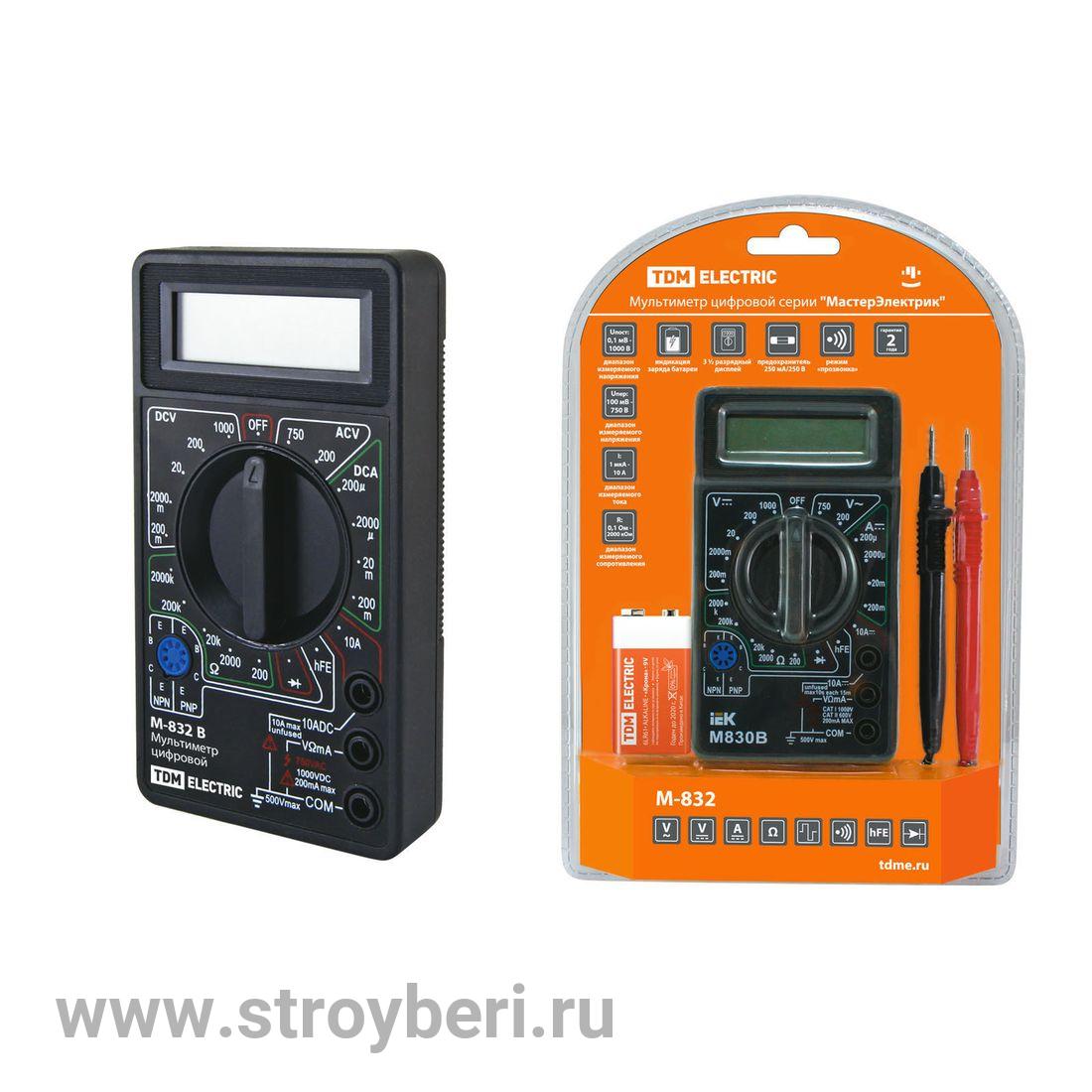 SQ1005-0002 Мультиметр цифровой серия 'МастерЭлектрик' М-832 TDM