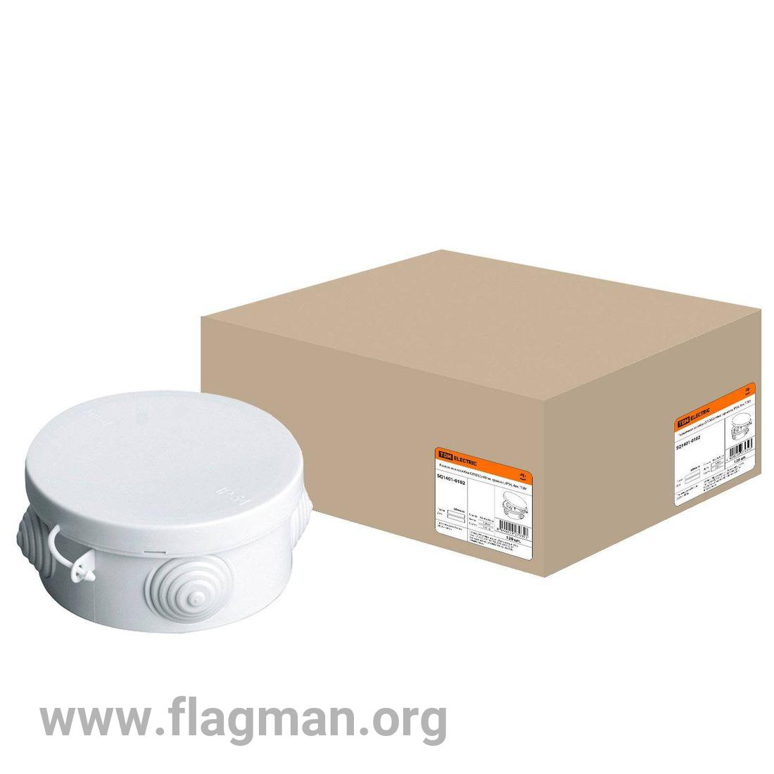 SQ1401-0101 Распаячная коробка ОП D65х40мм, крышка, IP54, 4вх. TDM