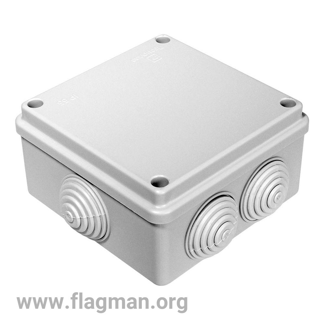 SQ1401-0113 Распаячная коробка ОП 100х100х55мм, крышка, IP54, 8вх. TDM