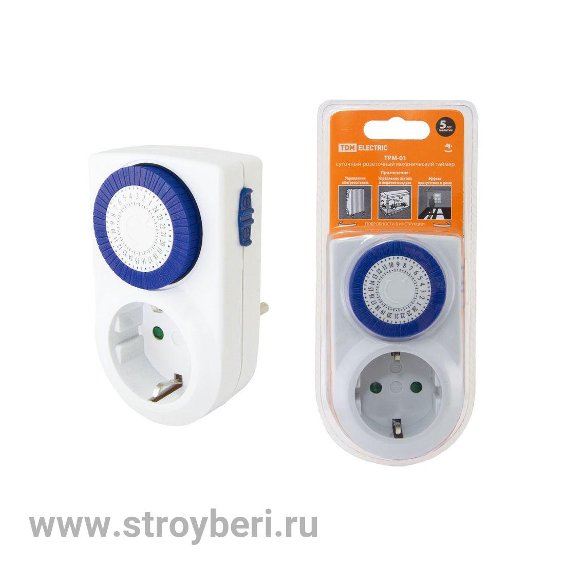 SQ1506-0001 Таймер розеточный ТРМ-01-30мин/24ч-16А (суточный) TDM