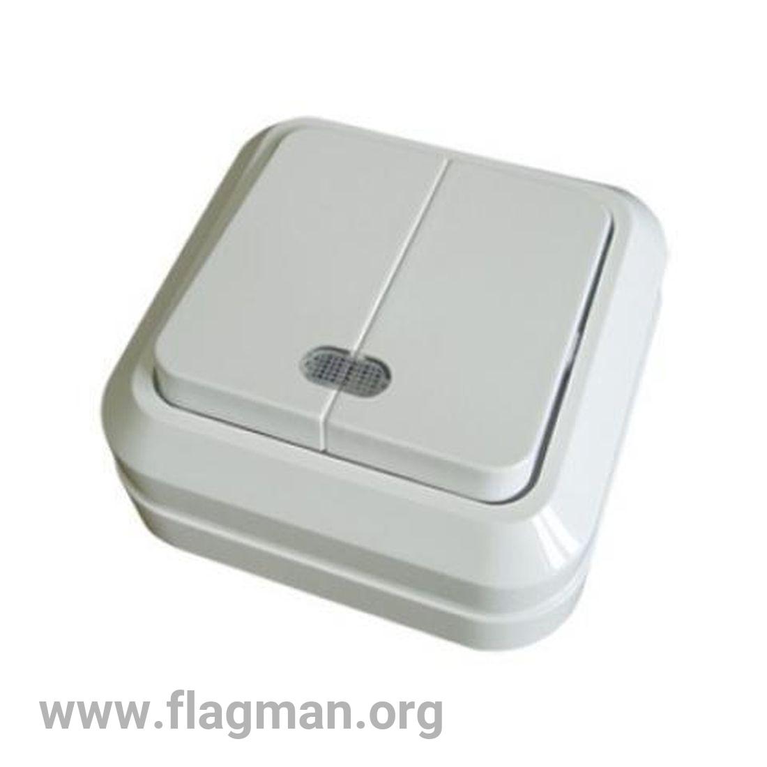 SQ1801-0007 Выключатель 2-кл. открытой установки с подсветкой IP20 10А, белый 'Ладога' TDM
