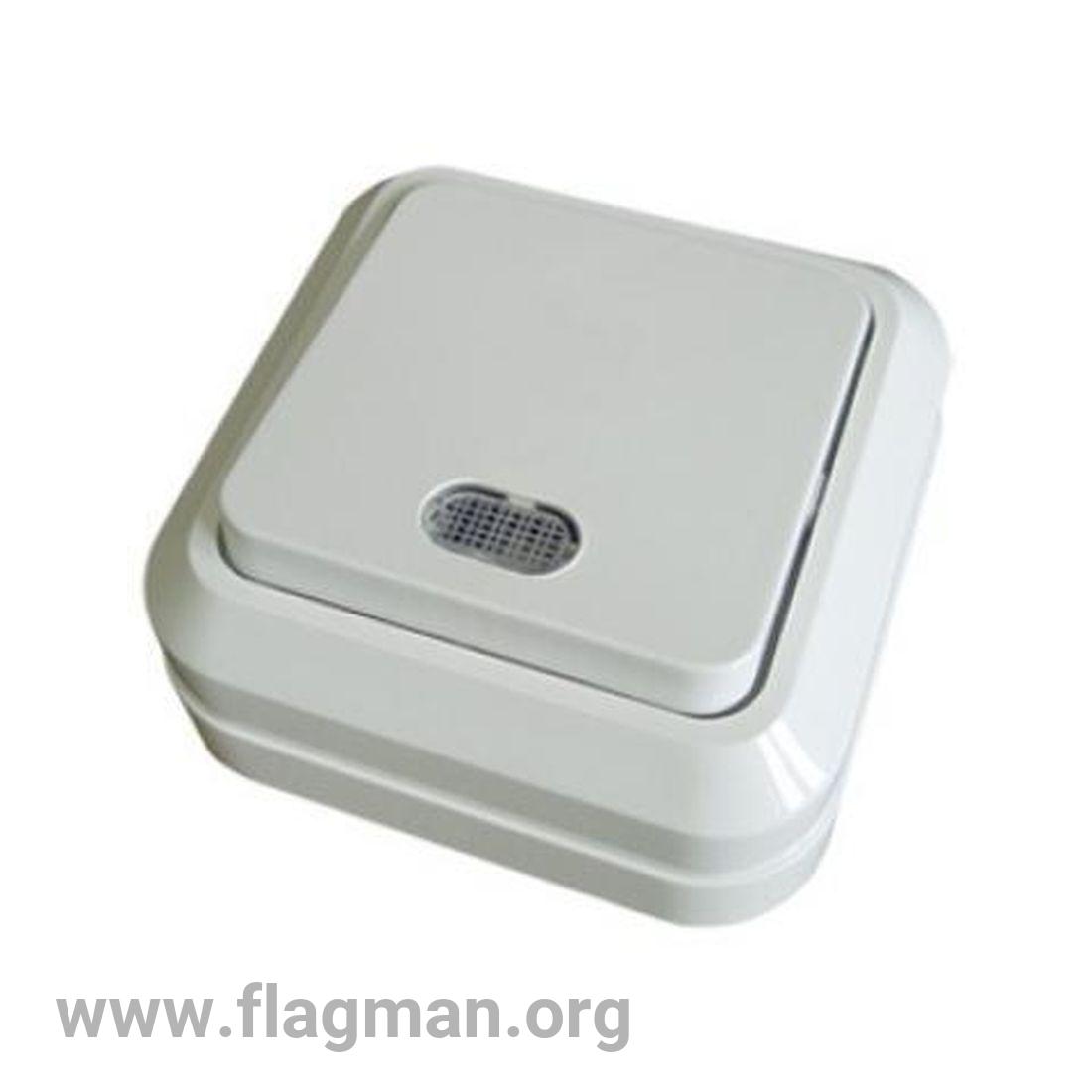 SQ1801-0009 Выключатель 1-кл. открытой установки с подсветкой IP20 10А, белый 'Ладога' TDM