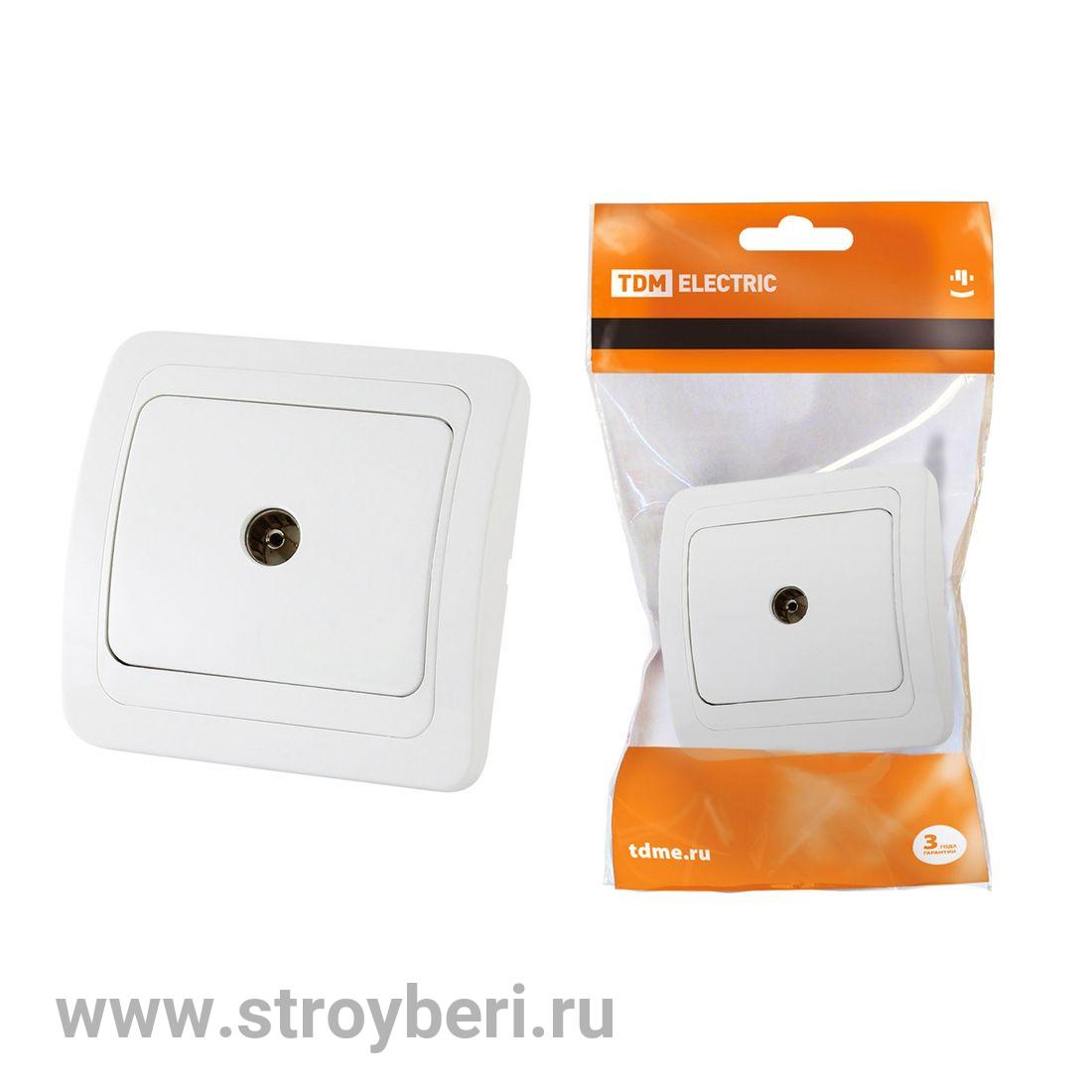 SQ1804-0014 Розетка TV простая (0-2400 Гц,  'мама') белая 'Валдай' TDM