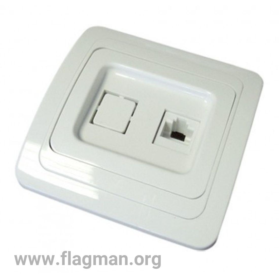 SQ1804-0015 Розетка компьютерная RJ-45 + TФ (RJ-11) белая 'Валдай' TDM