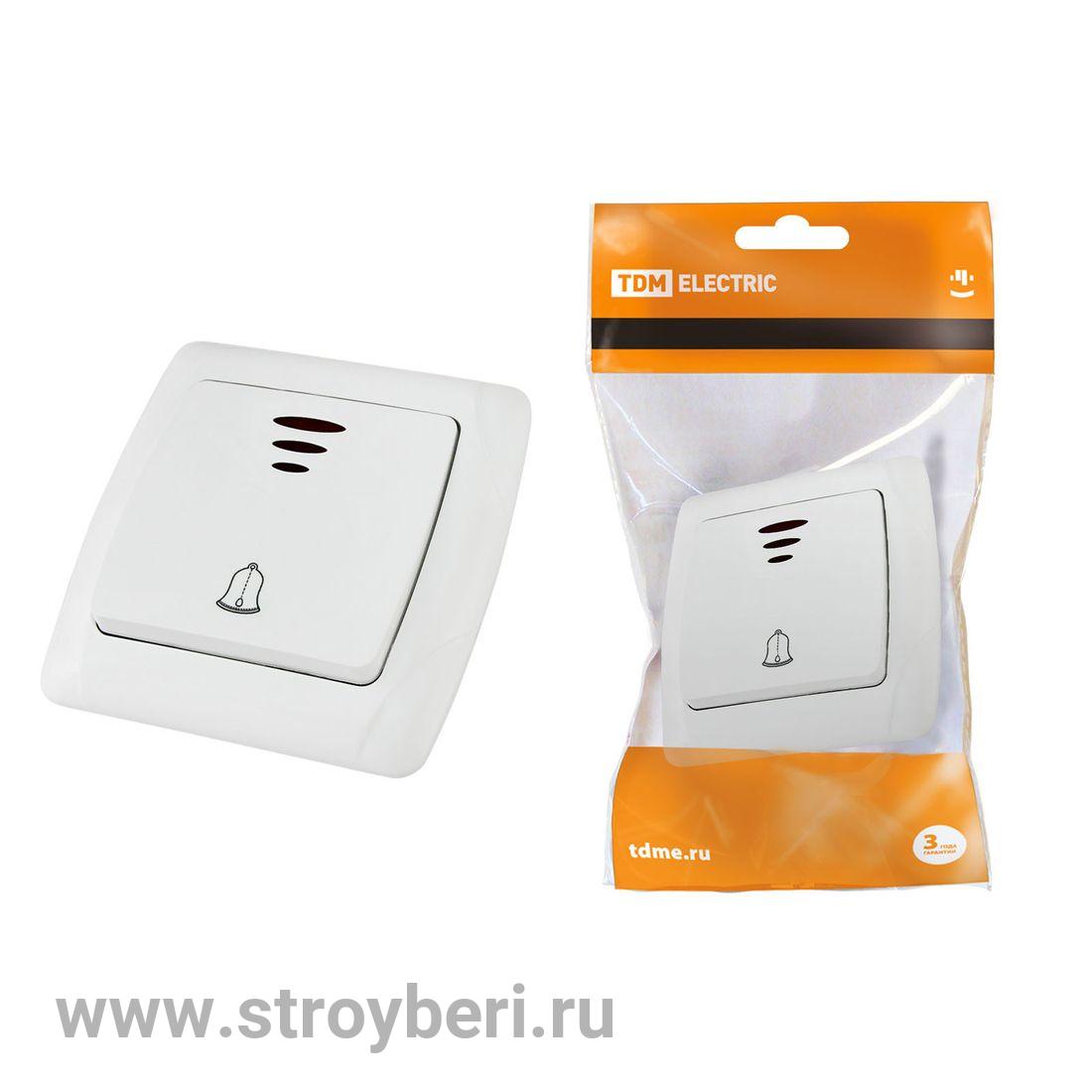 SQ1805-0007 Кнопка звонковая 6А белая 'Онега' TDM