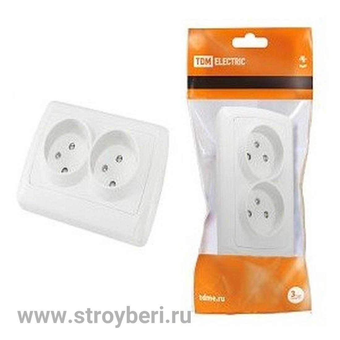 SQ1805-0010 Розетка 2П 10А 250В с защ. шт. белая 'Онега' TDM