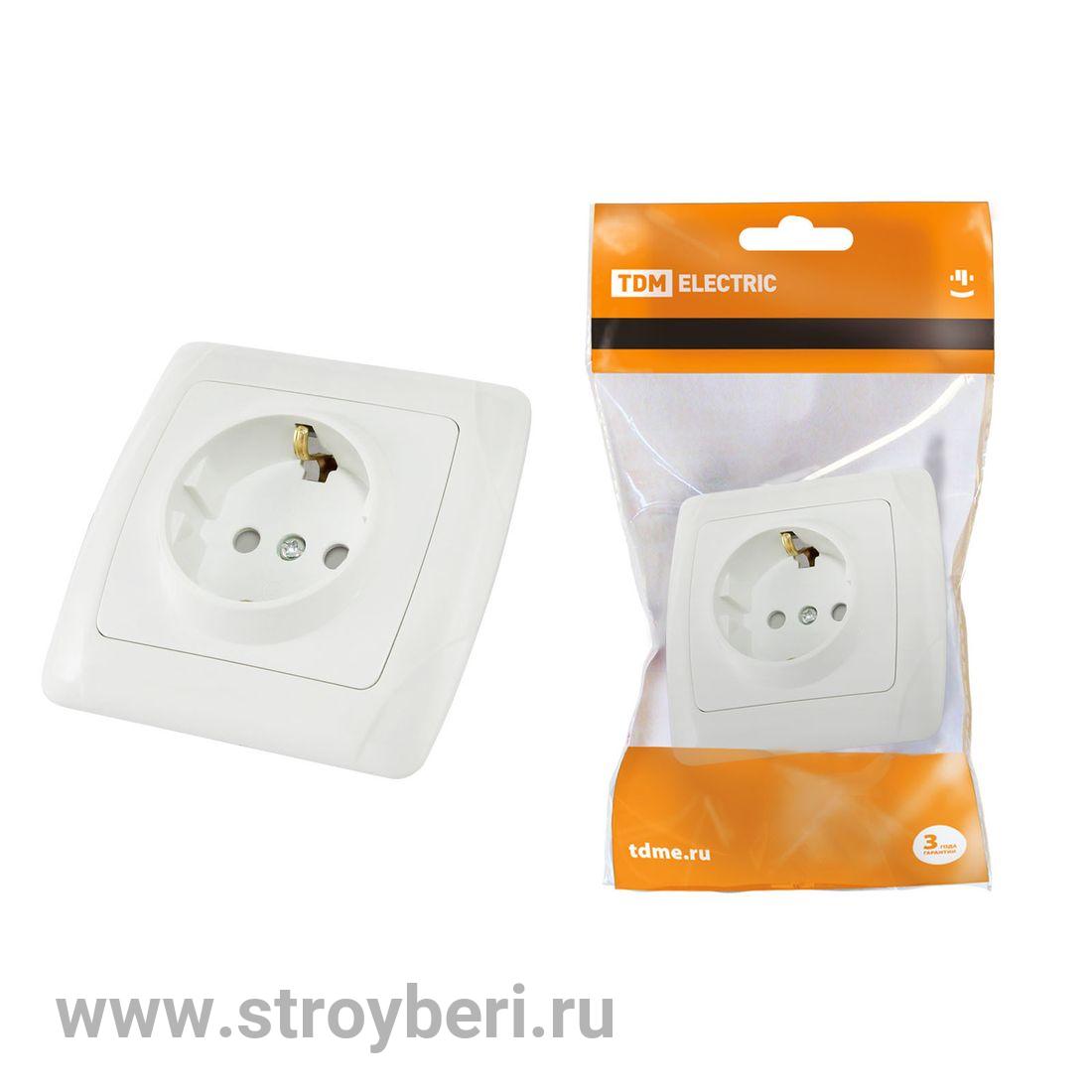 SQ1805-0011 Розетка 2П+З 16А 250В с защ. шт. белая 'Онега' TDM