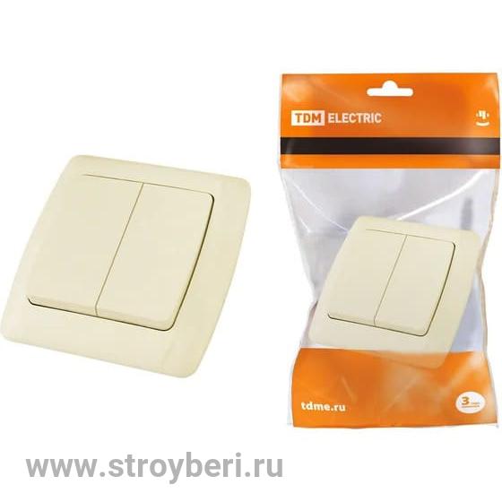 SQ1805-0031 Выключатель 2 кл. 10А сл. кость 'Онега' TDM