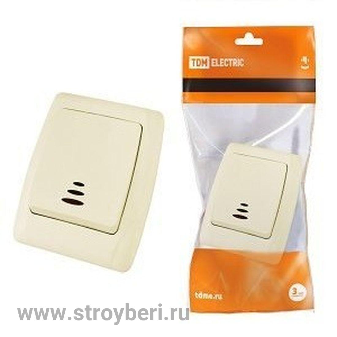 SQ1805-0033 Выключатель 1 кл. с подсветкой 10А сл. кость 'Онега' TDM