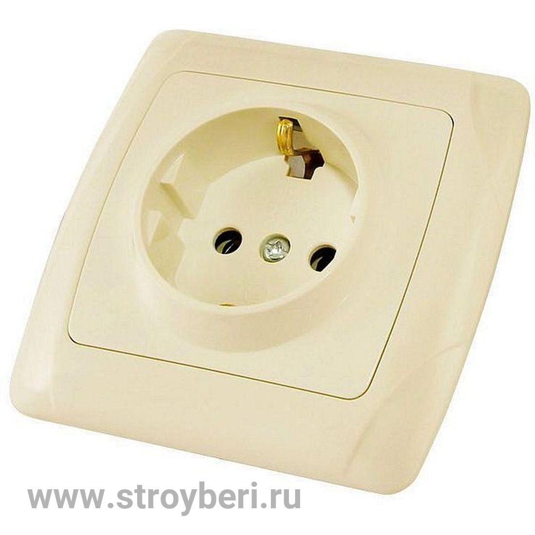 SQ1805-0045 Розетка 2П+З 16А 250В сл. кость 'Онега' TDM