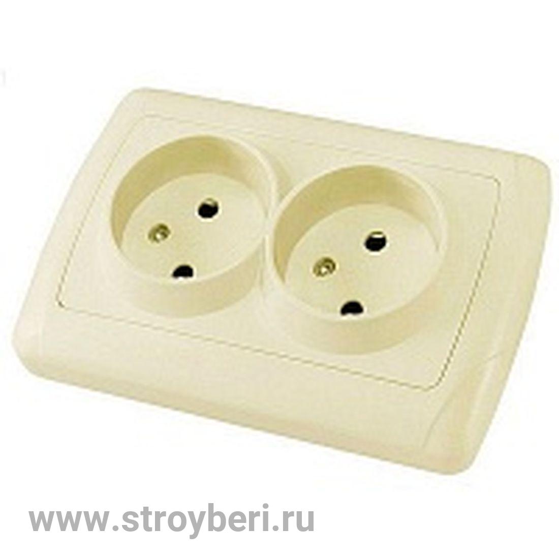 SQ1805-0046 Розетка двойная 2П 10А 250В сл. кость 'Онега' TDM