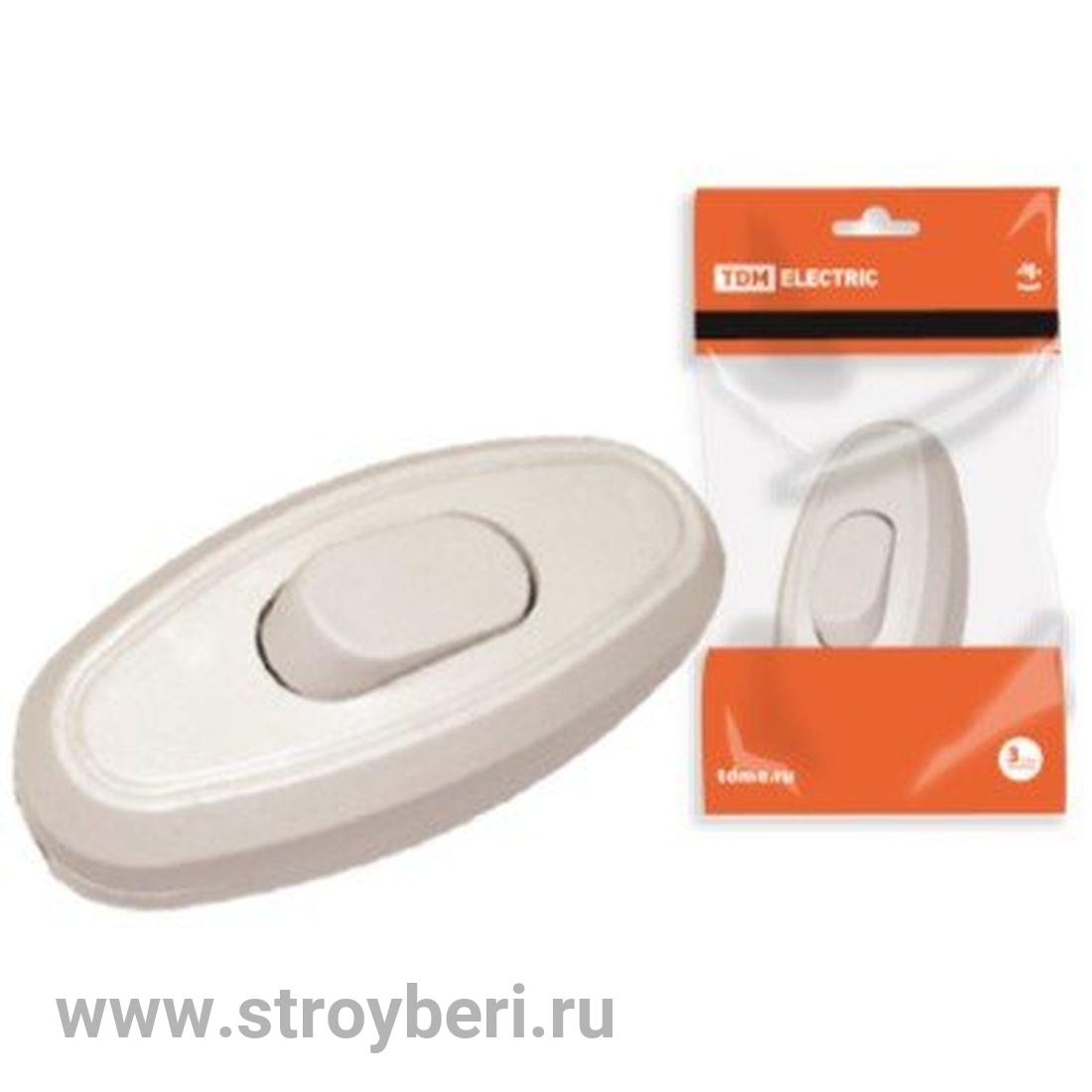 SQ1806-0021 Выключатель на шнур 6А 250В белый TDM