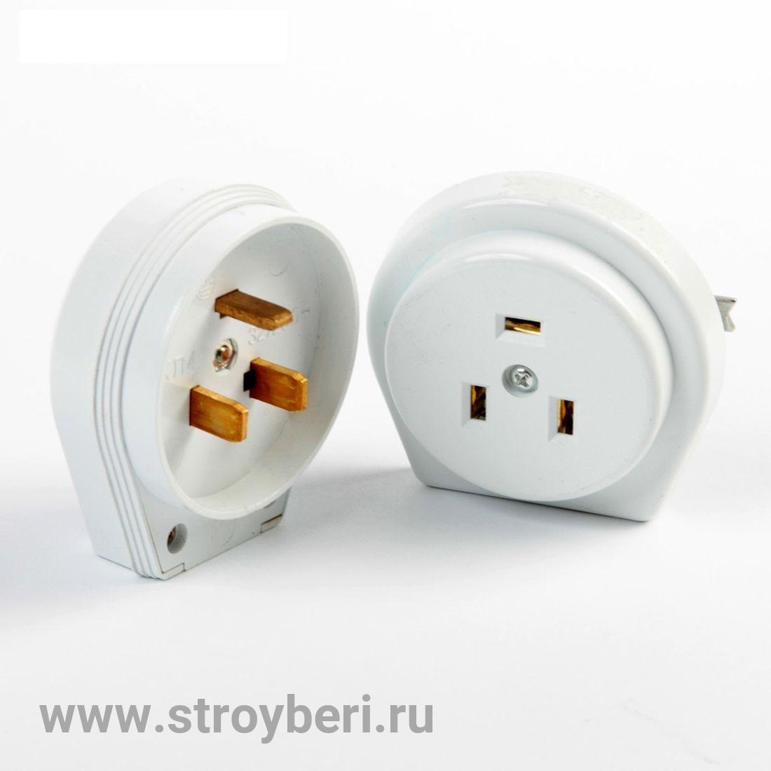 SQ1812-0004 Разъём РШ-ВШ 32А 250В 2Р+РЕ СУ белый TDM