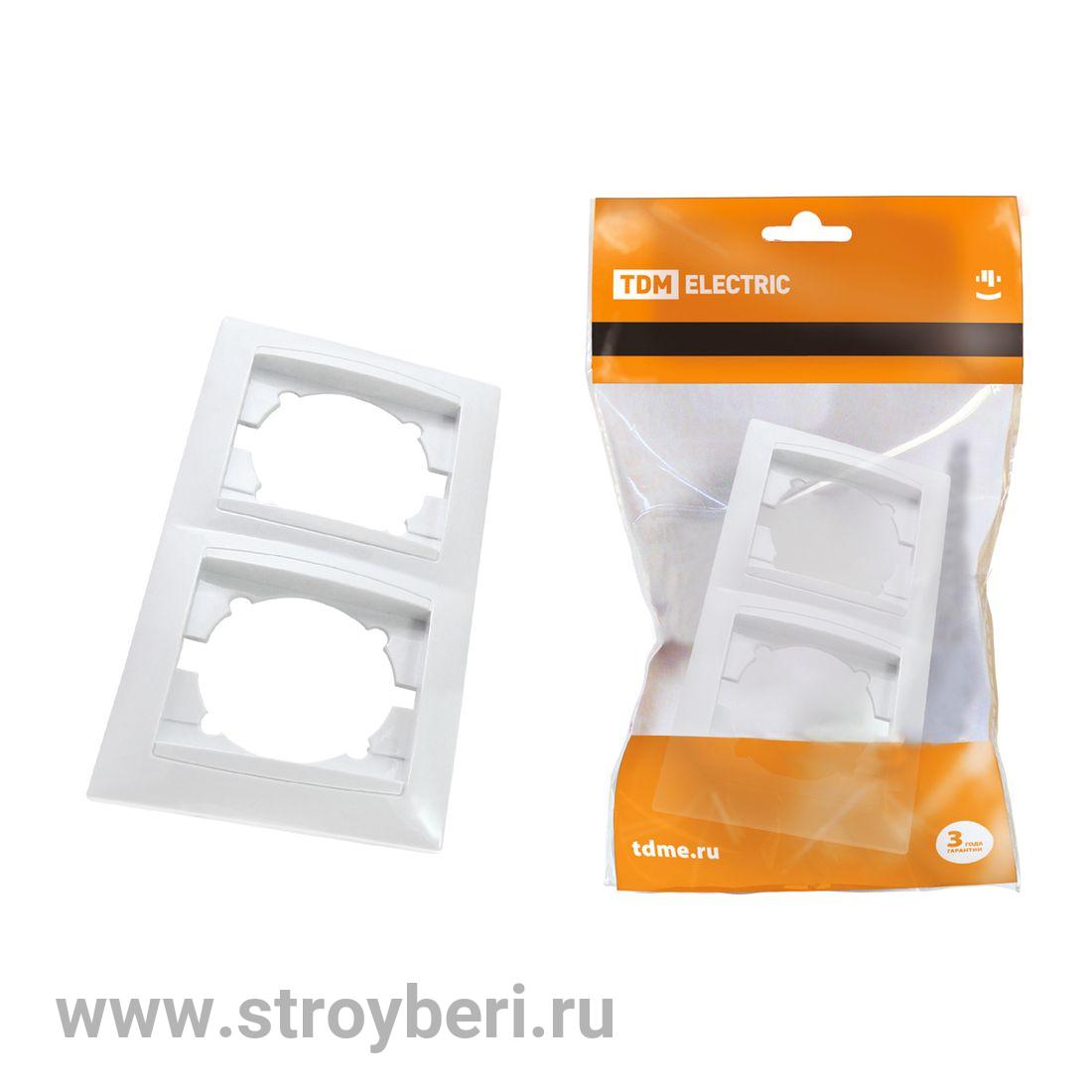 SQ1815-0033 Рамка 2-х постовая вертикальная белая 'Лама' TDM