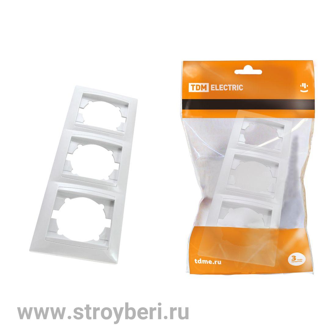 SQ1815-0034 Рамка 3-х постовая вертикальная белая 'Лама' TDM