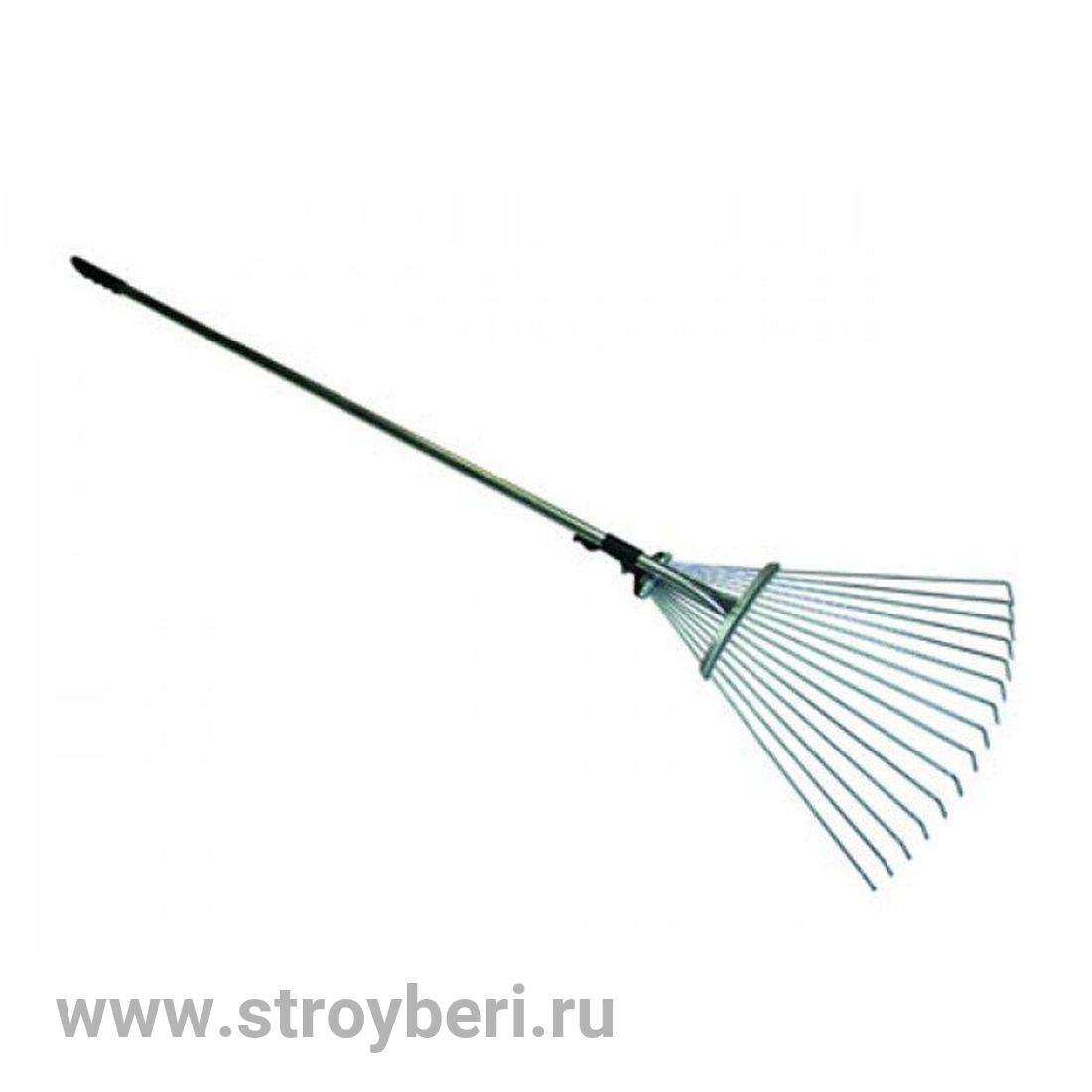 21245 Грабли веерные проволочные 15 зубов раздвижные с ручкой