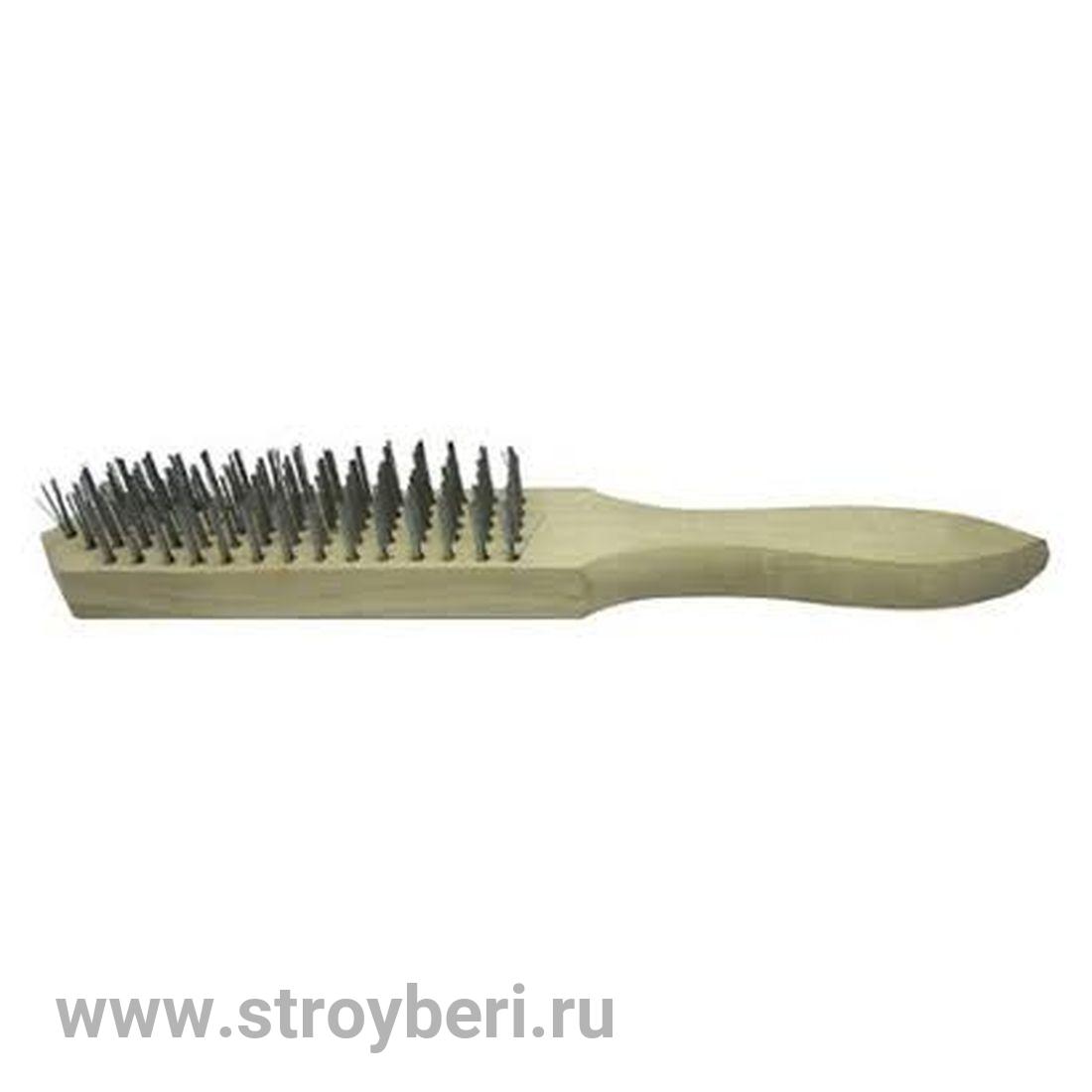 70960 Щетка 6-рядная стальная с деревянной ручкой (12/120)