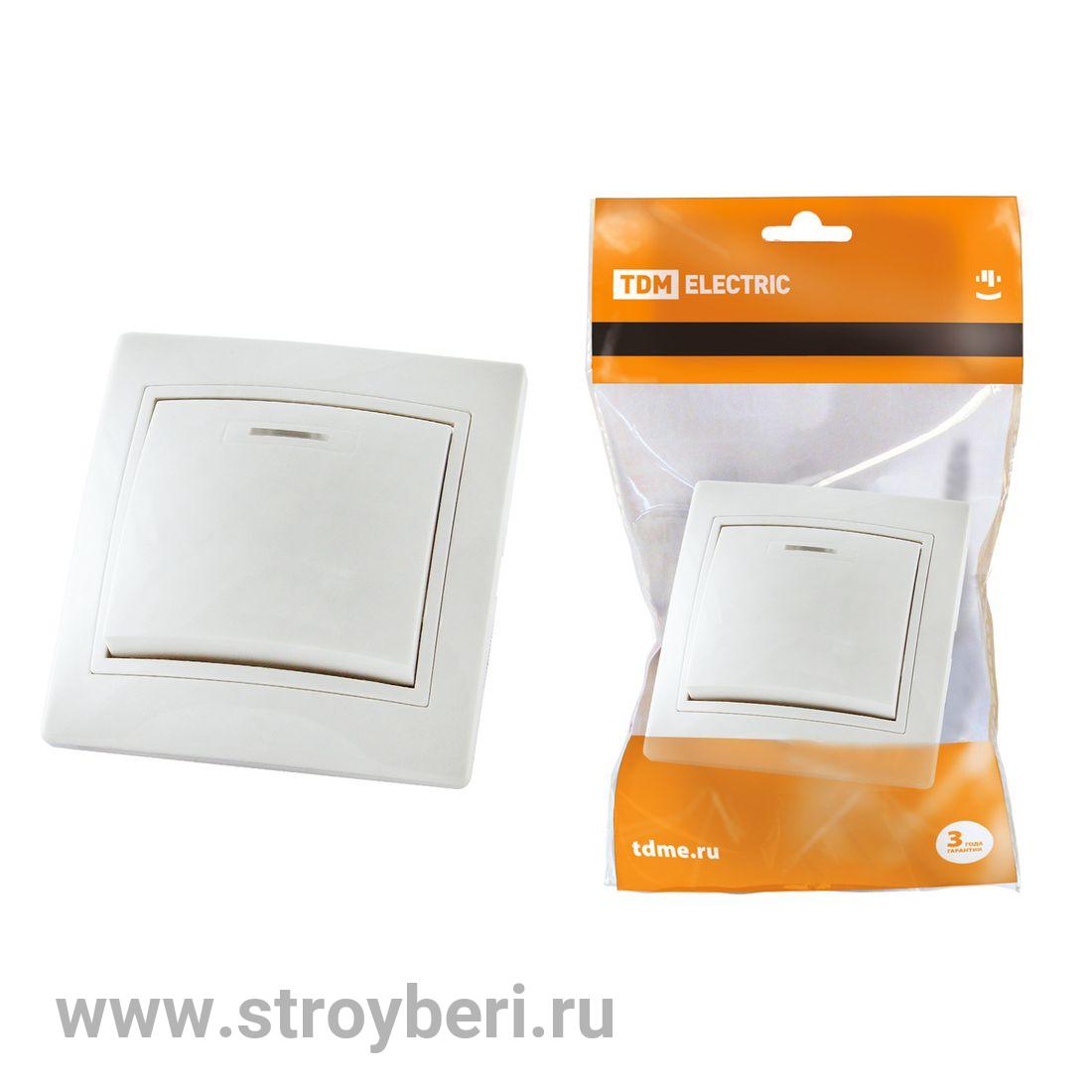 SQ1814-0004 Выключатель 1 кл. с подсветкой 10А белый 'Таймыр' TDM