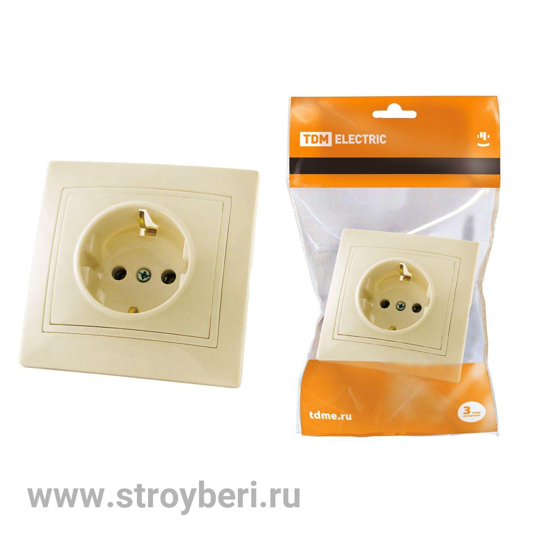 SQ1814-0112 Розетка 2П+З 16А 250В сл. кость 'Таймыр' TDM