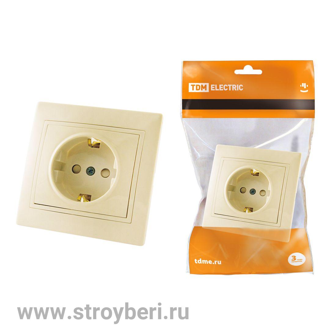 SQ1814-0116 Розетка 2П+З с защ. шт. 16А 250В сл. кость 'Таймыр' TDM