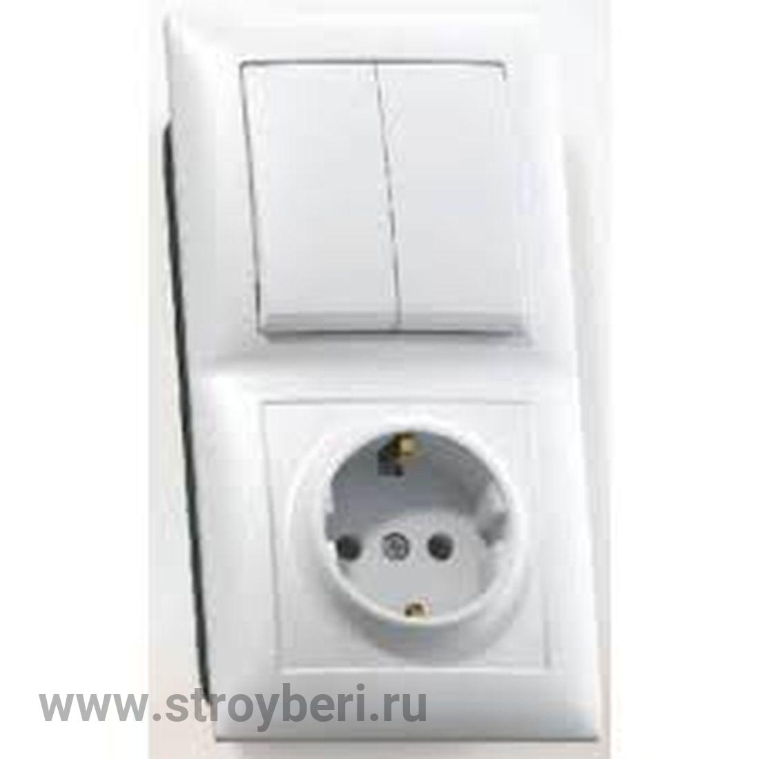 SQ1801-0103 Блок комб. выкл. 1-кл. с/п 10А + розетка 2П+З 16А 250В БКВР IP20 белый 'Ладога' TDM