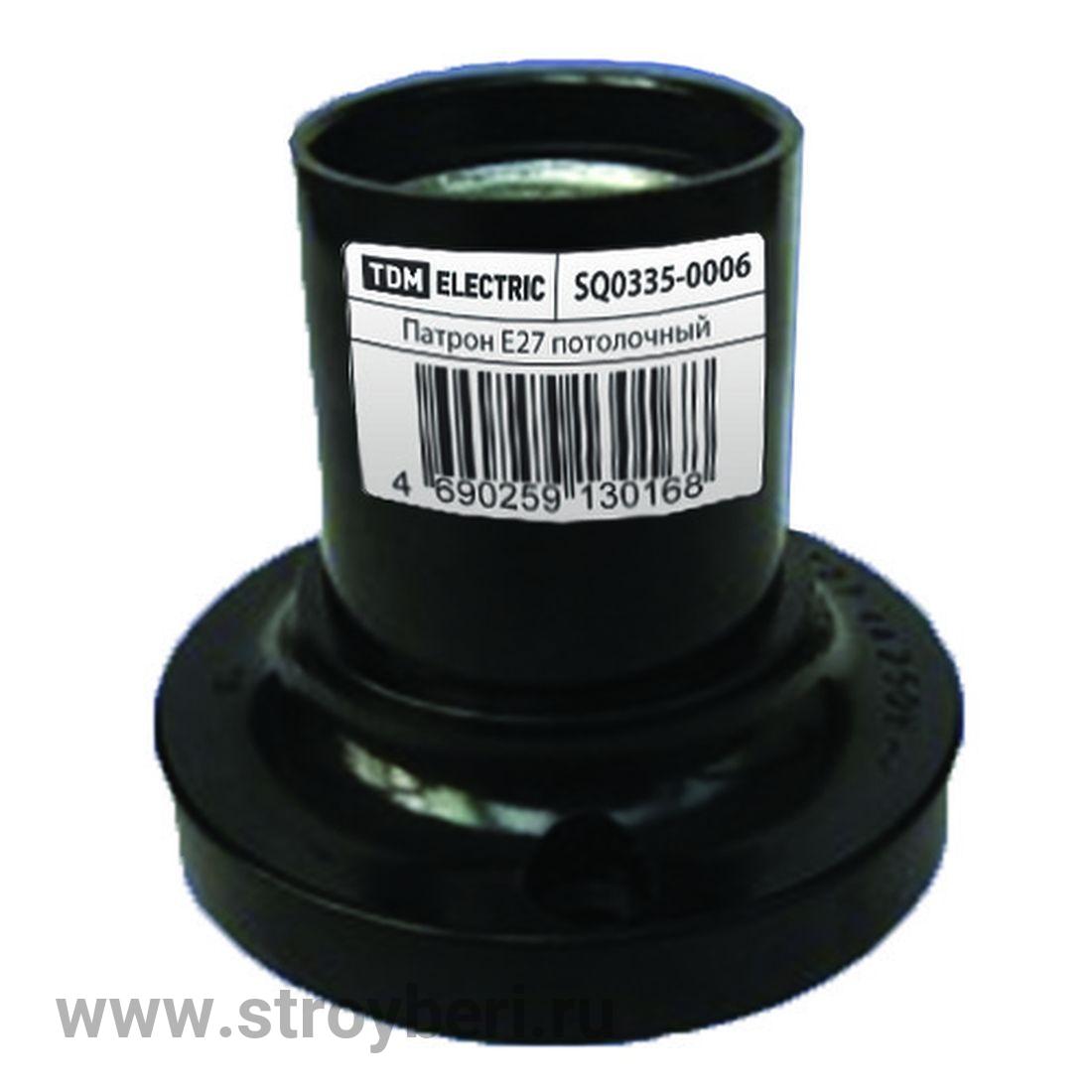 SQ0335-0006 Патрон карболитовый потолочный, Е27, черный, прямой, TDM