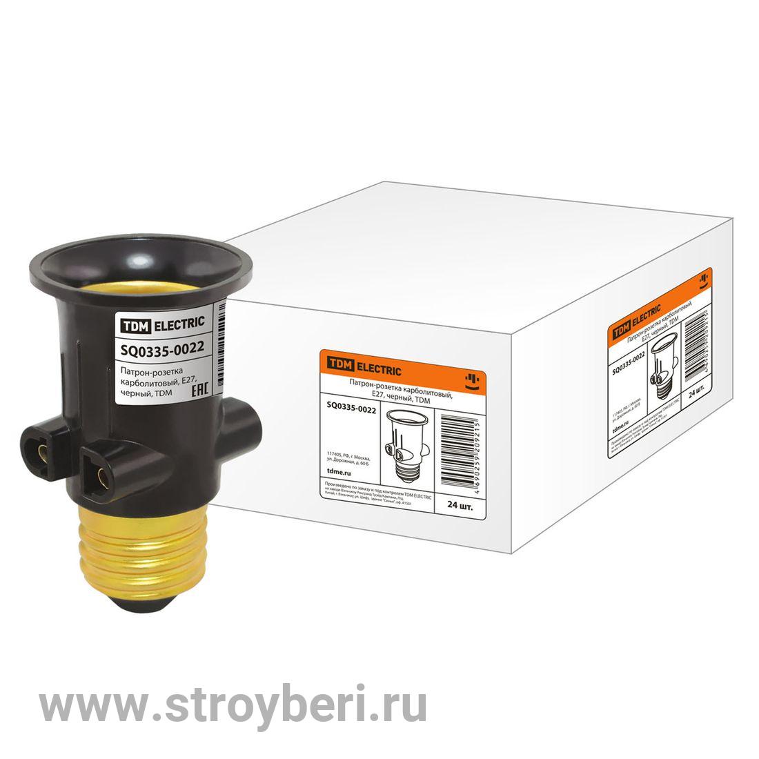 SQ0335-0022 Патрон-розетка карболитовый, Е27, черный, TDM