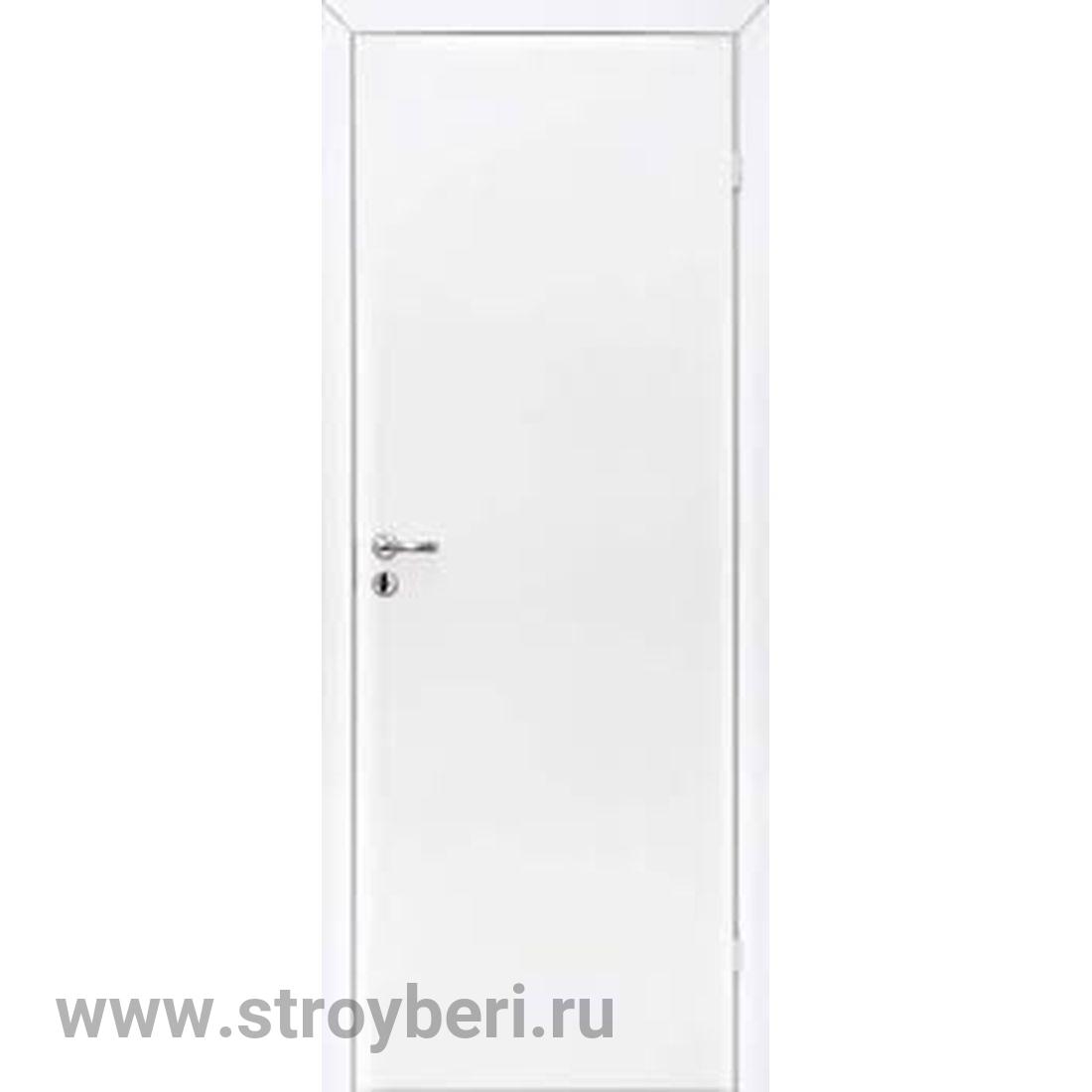 Дверное полотно ОЛОВИ 8х21 белое с замком (с притвором)