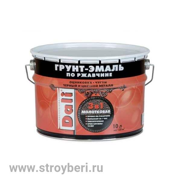 DALI Молотковая Грунт-эмаль по ржавчине Серебристый 10л