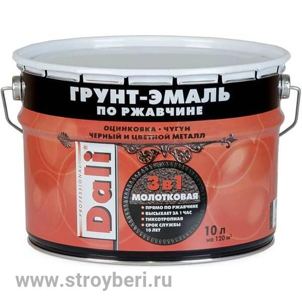 DALI Молотковая Грунт-эмаль по ржавчине Черный 10л