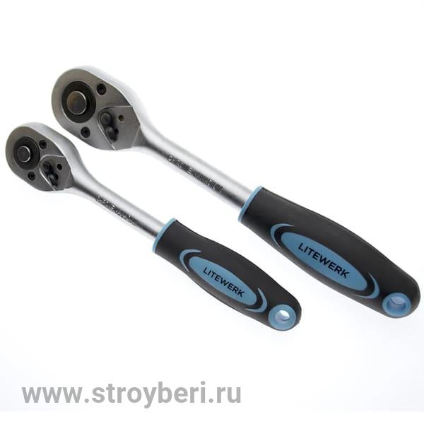 Трещетка 3/8', 200 мм,45 зубьев, двухкомпонентная рукоятка LiteWerk/22-10-038