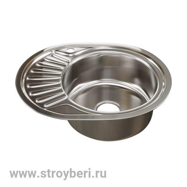 Мойка овал 45х57 (0,8) прав вып 3 1/2 MIXLINE 18 см с сифоном ДЕКОР