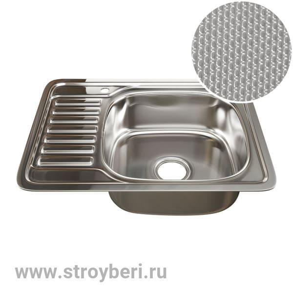 Мойка врез 65х50 (0,8) прав вып 3 1/2 MIXLINE 18см с сифоном ДЕКОР