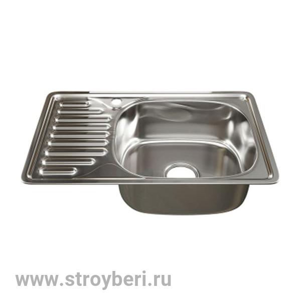 Мойка врез 42х66 (0,8) лев вып 3 1/2 MIXLINE 18см с сифоном