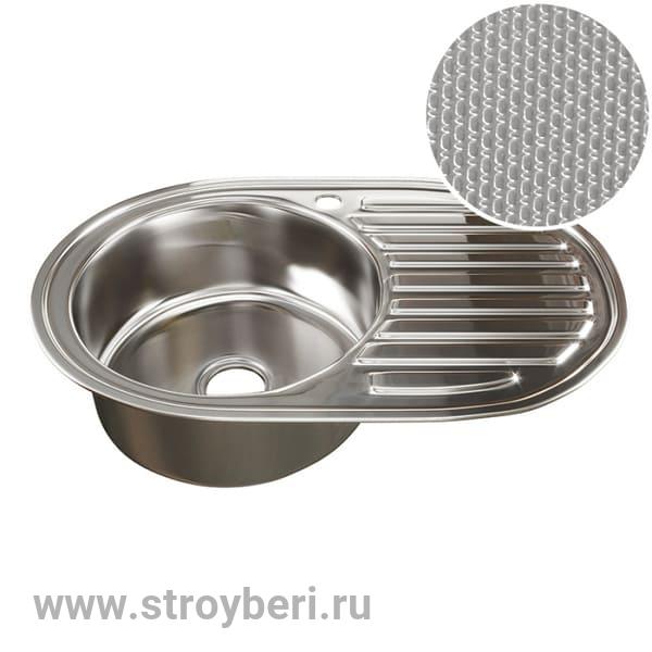 Мойка овал 50х77 (0,8) лев вып 3 1/2 MIXLINE 18см с сифоном