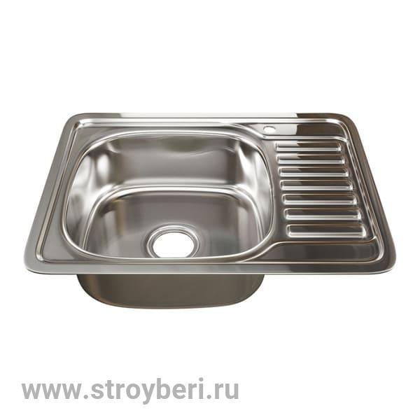 Мойка врез 50х65 (0,8) лев вып 3 1/2 MIXLINE 18см с сифоном ДЕКОР