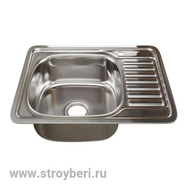 *Мойка врез 48х58 (0,8) лев вып 3 1/2 MIXLINE 18см с сифоном ДЕКОР