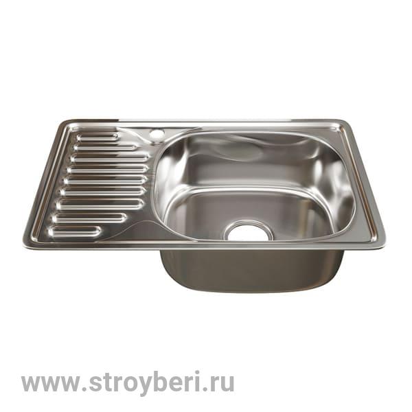 Мойка врез 42х66 (0,8) прав вып 3 1/2 MIXLINE 18см с сифоном
