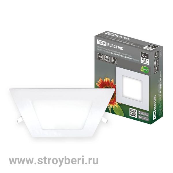 SQ0329-0119 Светильник ультратонкий встраиваемый LED 'Даунлайт' квадрат СВО (белый) 6 Вт 6500К TDM