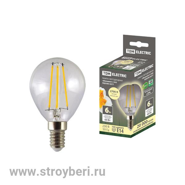 SQ0340-0277 Лампа светодиодная 'Филамент' G45-6 Вт-230 В-2700 К–E14 TDM