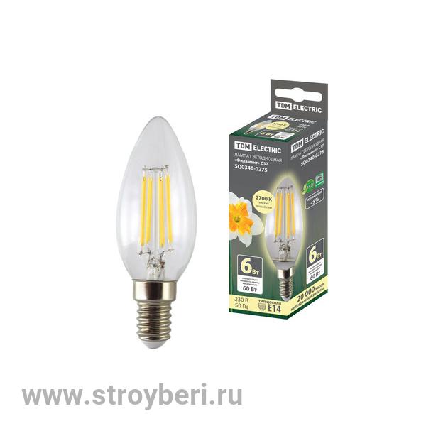 SQ0340-0275 Лампа светодиодная 'Филамент' С37-6 Вт-230 В-2700 К–E14 TDM