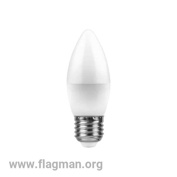 25759 Feron LB-97 E27 7W 4000K 580Lm 230V лампа светодиодная свеча 100*37мм 1/10/100