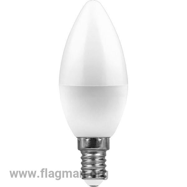 25799 Feron LB-570 E14 9W 4000K 820Lm 230V лампа светодиодная свеча 105*37мм 1/10/100